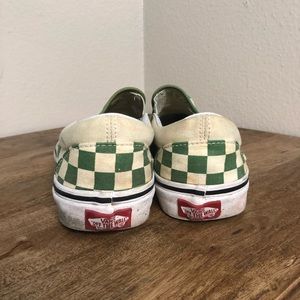 Green Check Vans Slip Ons